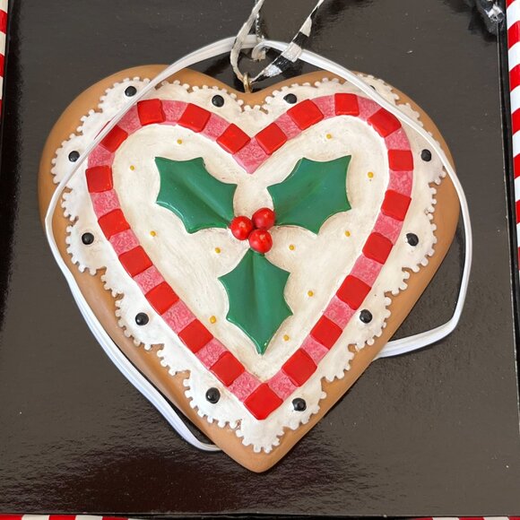 Mary Engelbreit Kurt Adler Christmas Ornament Heart Cookie Doily Holly Vintage - Picture 3 of 9